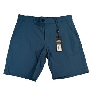 NWT Greyson Montauk Shorts Mens 32 Blue Aegean 8" Golf Performance Stretch